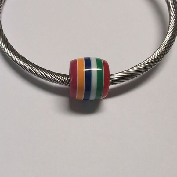 Multicolor Striped Charm for Pandora Style‎ Bracelet - Picture 3 of 4